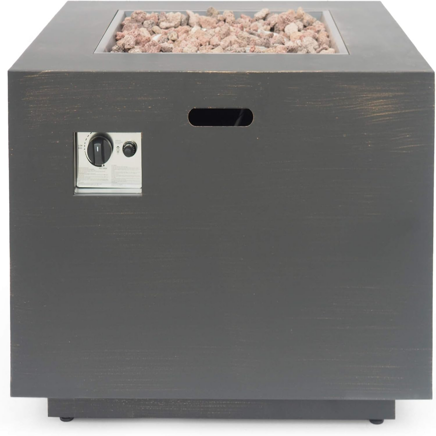 Solomon Outdoor 33-Inch Square Fire Pit, Brushed Brown
