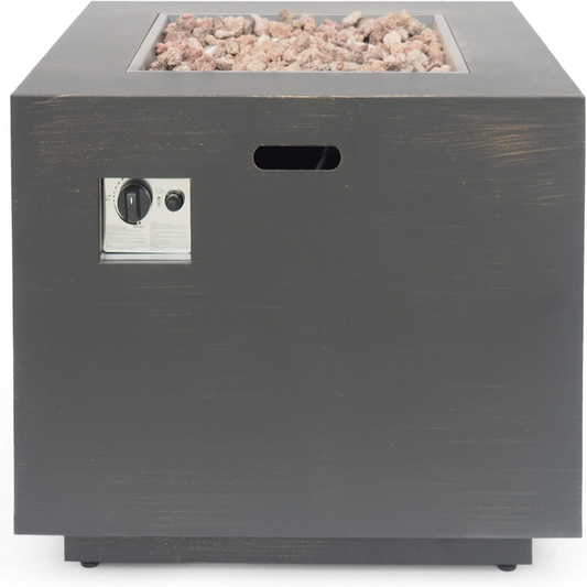 Solomon Outdoor 33-Inch Square Fire Pit, Brushed Brown