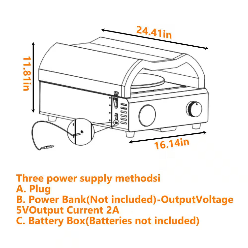 12 In. Propane Pizza Oven, Outdoor Pizza Oven in Black with Rotating Pizza Stone, Pizza Cutter and Glove